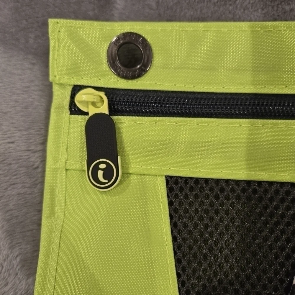 iScholar Jumbo Expandable Pencil Pouch, 3 Pockets, Neon Green